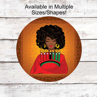 Kwanzaa Sign - African American Art - African Heritage - Black Christmas - Black Woman Art - Christmas Wreath Signs