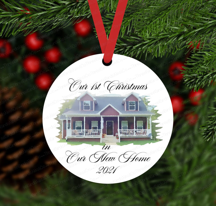 Merry Christmas Ornament - New Home Ornament - First Christmas - Custom Ornament - Double Sided Ornament - Metal Ornament- ORN92