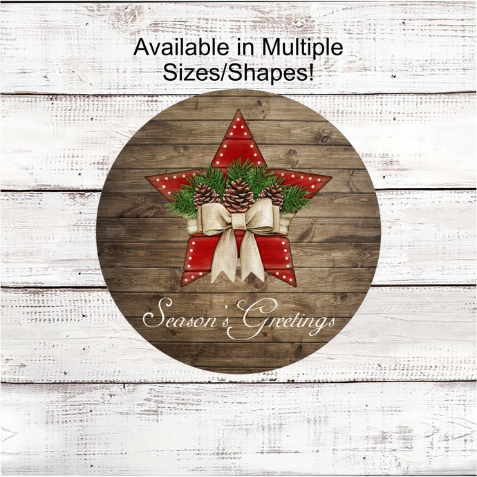 Christmas Wreath Signs - Winter Welcome Sign - Star Sign - Pine Cones Sign - Rustic Wreath Sign - Rustic Welcome - Farmhouse Sign