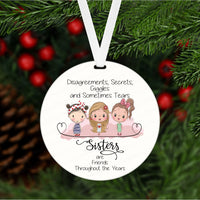 Sisters Ornament - Sisters Gift - Personalized Ornament - Custom Ornament - Double Sided Ornament - Metal Ornament - ORN71