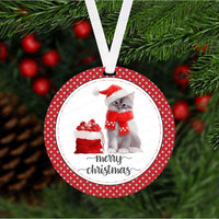 Merry Christmas Ornament - Cat Ornament - Pet Ornament - Rescue Pet - Cat Lover Gifts - Double Sided Ornament - Metal Ornament- ORN77