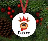 
              Merry Christmas Ornament - Santas Reindeer Ornament Set - Double Sided Ornament - Metal Ornament- ORN78
            