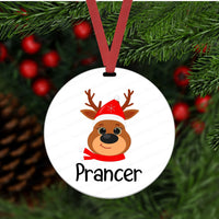 Merry Christmas Ornament - Santas Reindeer Ornament Set - Double Sided Ornament - Metal Ornament- ORN78