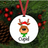 Merry Christmas Ornament - Santas Reindeer Ornament Set - Double Sided Ornament - Metal Ornament- ORN78