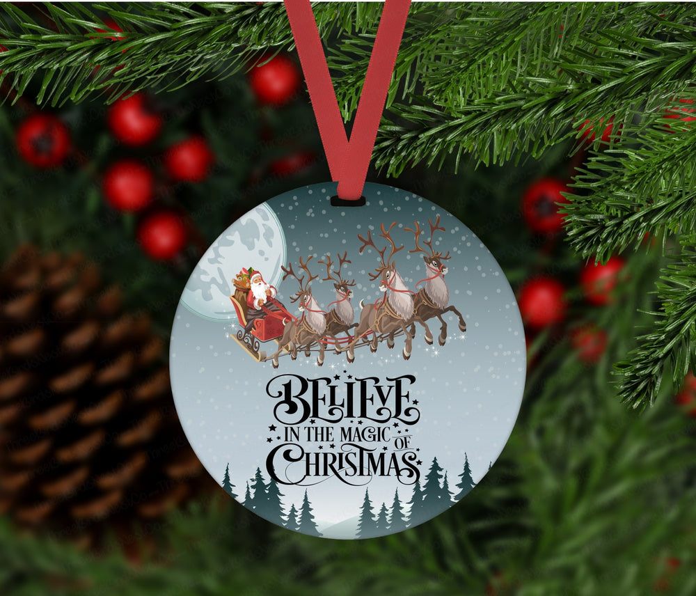 Christmas Ornament - Believe Ornament - Santa Ornament - Vintage Christmas - Double Sided Ornament - Metal Ornament - ORN80