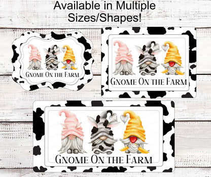 Gnome on the Farm - Farm Life Sign - Cow Sign - Pig Sign - Chicken Sign - Farmhouse Wreath Sign - Farm Animals Sign - Farm Wreaths Signs