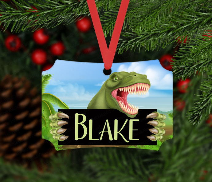 Christmas Ornament - Dinosaur Ornament - Boys Ornament - Childrens Ornament - Double Sided Ornament - Metal Ornament - ORN81
