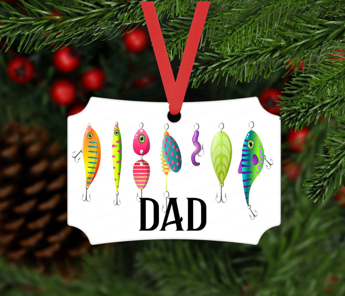 Christmas Ornament - Dad Ornament - Fishing Lures - Dad Gifts - Fishing Gifts - Double Sided Ornament - Metal Ornament - ORN82
