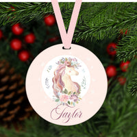 Unicorn Ornament - Unicorn Lover Gift - Childrens Ornament - Girls Ornament - Double Sided Ornament - Metal Ornament - ORN83
