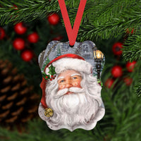 Christmas Ornament - Santa Claus Face - Believe Ornament - Vintage Christmas - Double Sided Ornament - Metal Ornament - ORN84