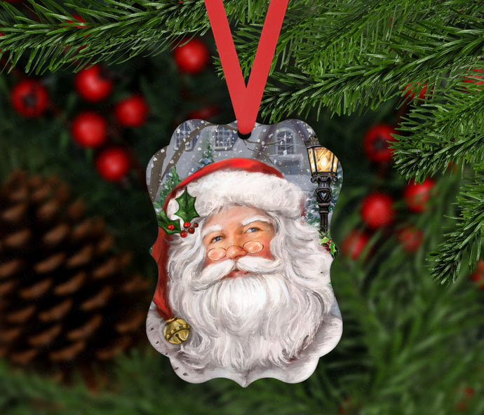 Christmas Ornament - Santa Claus Face - Believe Ornament - Vintage Christmas - Double Sided Ornament - Metal Ornament - ORN84