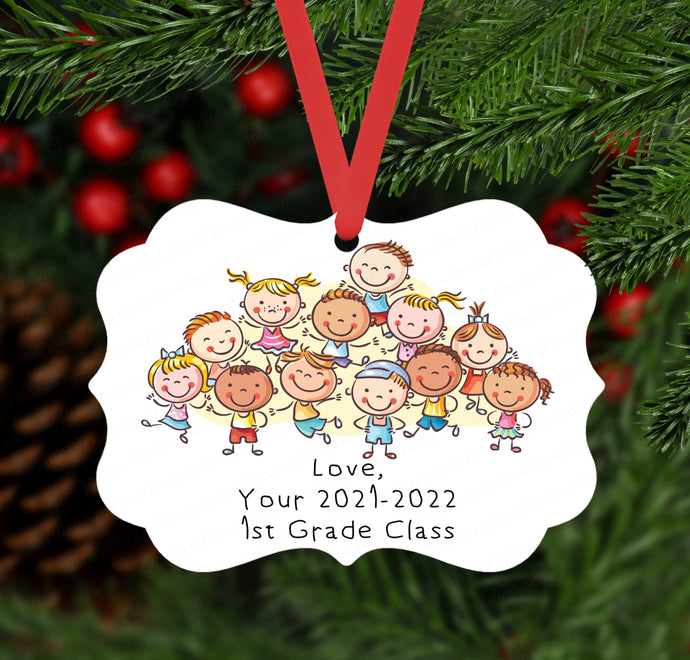 Christmas Ornament - Class Ornament - Teacher Ornament - Kids Ornament - School Ornament - Double Sided Ornament - Metal Ornament - ORN86