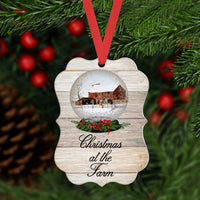 Christmas Ornament - Snow Globe - Farmhouse Ornament - Country Christmas - Double Sided Ornament - Metal Ornament - ORN88