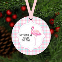 Beach Christmas Ornament - Flamingo Ornament - Pink Christmas - Double Sided Ornament - Metal Ornament - ORN90