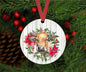 Christmas Ornament - Cow Ornament - Farm Animals - Poinsettia Ornament - Farmhouse Decor - Metal Ornament - Double Sided Ornament - ORN103