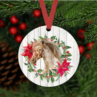 Christmas Ornament - Horse Ornament - Farm Animals - Poinsettia Ornament - Farmhouse Decor - Metal Ornament - Double Sided Ornament - ORN101