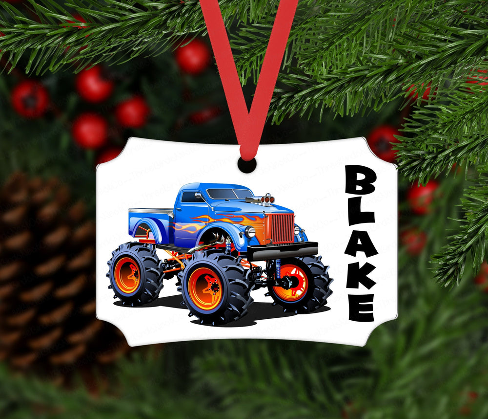 Christmas Ornament - Monster Truck - Boys Ornament - Childrens Ornament - Double Sided Ornament - Metal Ornament - ORN107