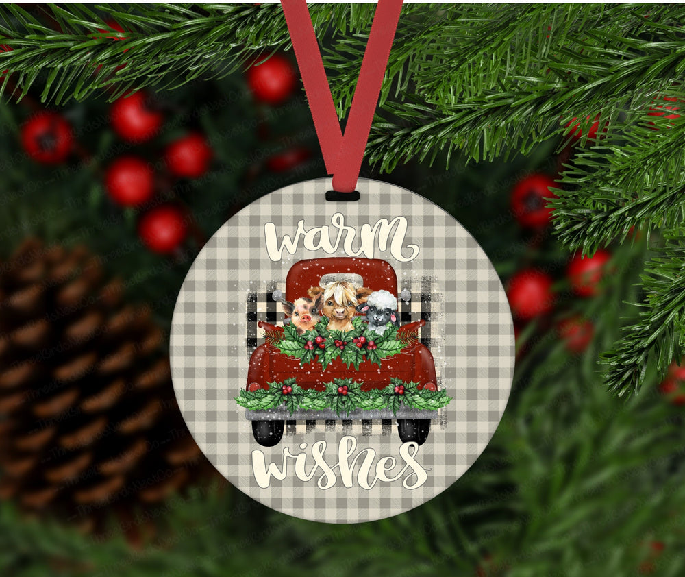 Christmas Ornament - Cow Ornament - Pig Ornament - Farmhouse - Farm Truck - Farm Animals - Double Sided Ornament - Metal Ornament - ORN108