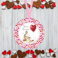 Valentines Day Ornament - Valentines Cat Ornament - Spring Ornament - Double Sided Ornament - Metal Ornament - ORN122