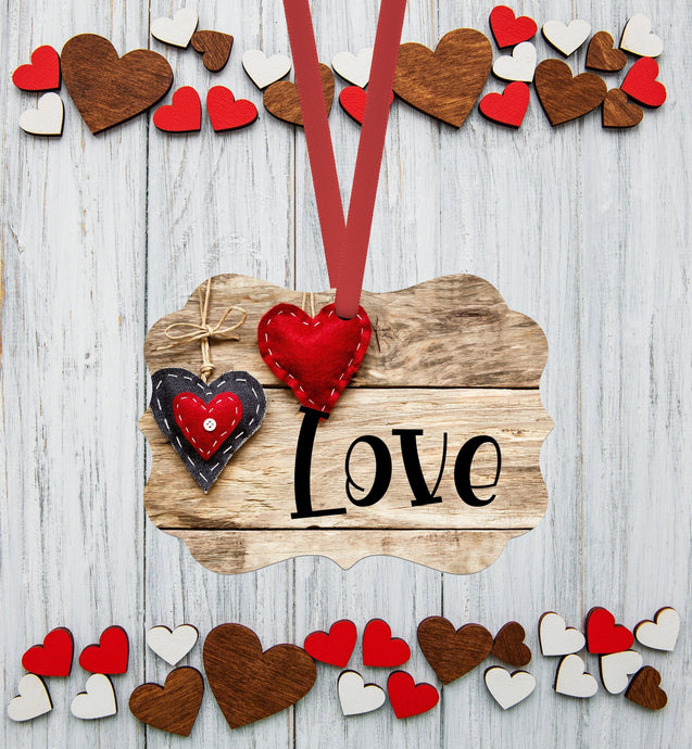 Valentines Day Ornament - Rustic Valentines - Love Ornament - Spring Ornament - Double Sided Ornament - Metal Ornament - ORN129