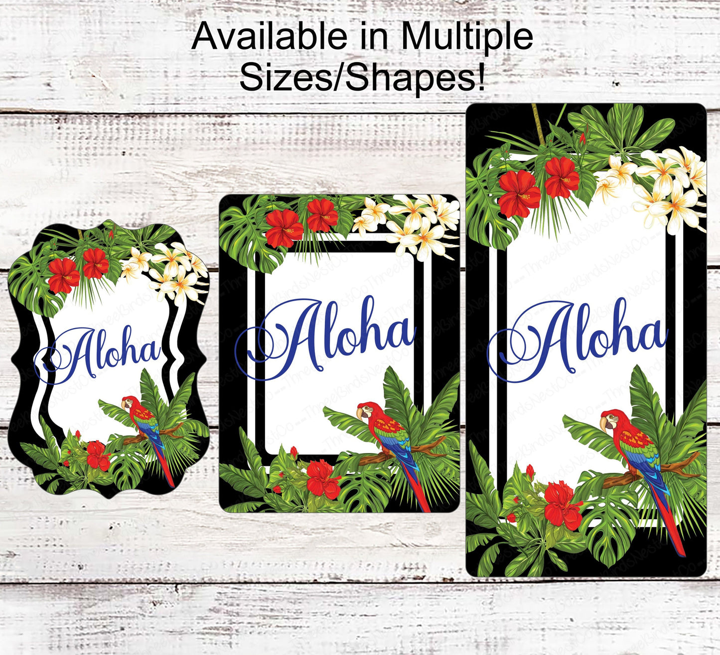 Welcome Wreath Sign - Parrot Sign - Aloha Sign - Tropical Sign - Hawaiian Sign - Hello Sign - Everyday Sign - Metal Wreath Sign