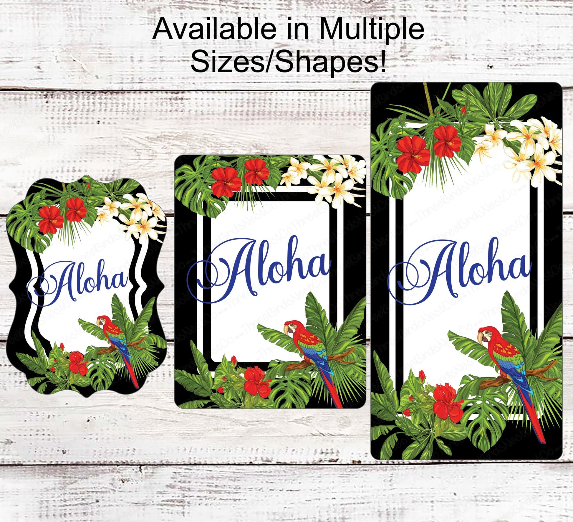 Welcome Wreath Sign - Parrot Sign - Aloha Sign - Tropical Sign - Hawaiian Sign - Hello Sign - Everyday Sign - Metal Wreath Sign