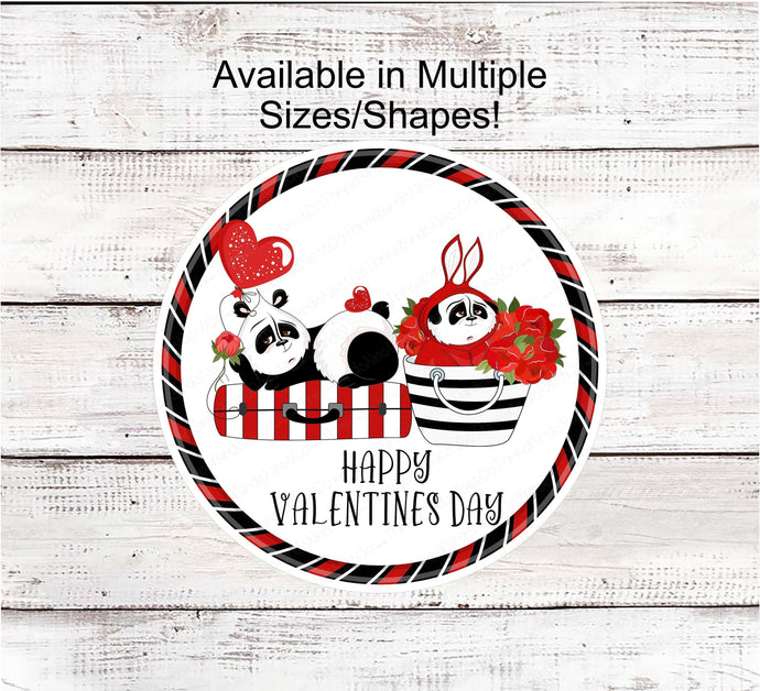 Valentines Day Sign - Panda Sign - Hearts Welcome Sign - Hearts Sign - Metal Wreath Sign - Wreath Supplies