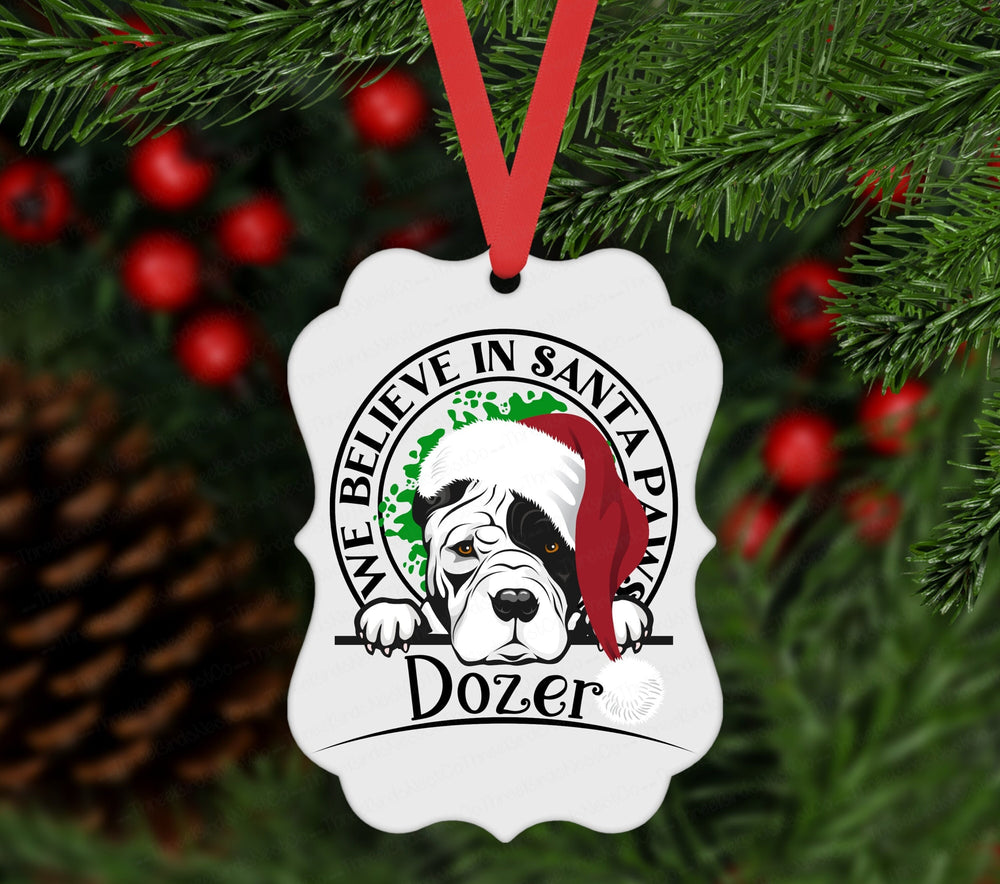 Christmas Ornament - Pit Bull - Dog Ornament - Santa Paws - Rescue Pet Ornament - Double Sided Ornament - Metal Ornament - ORN115