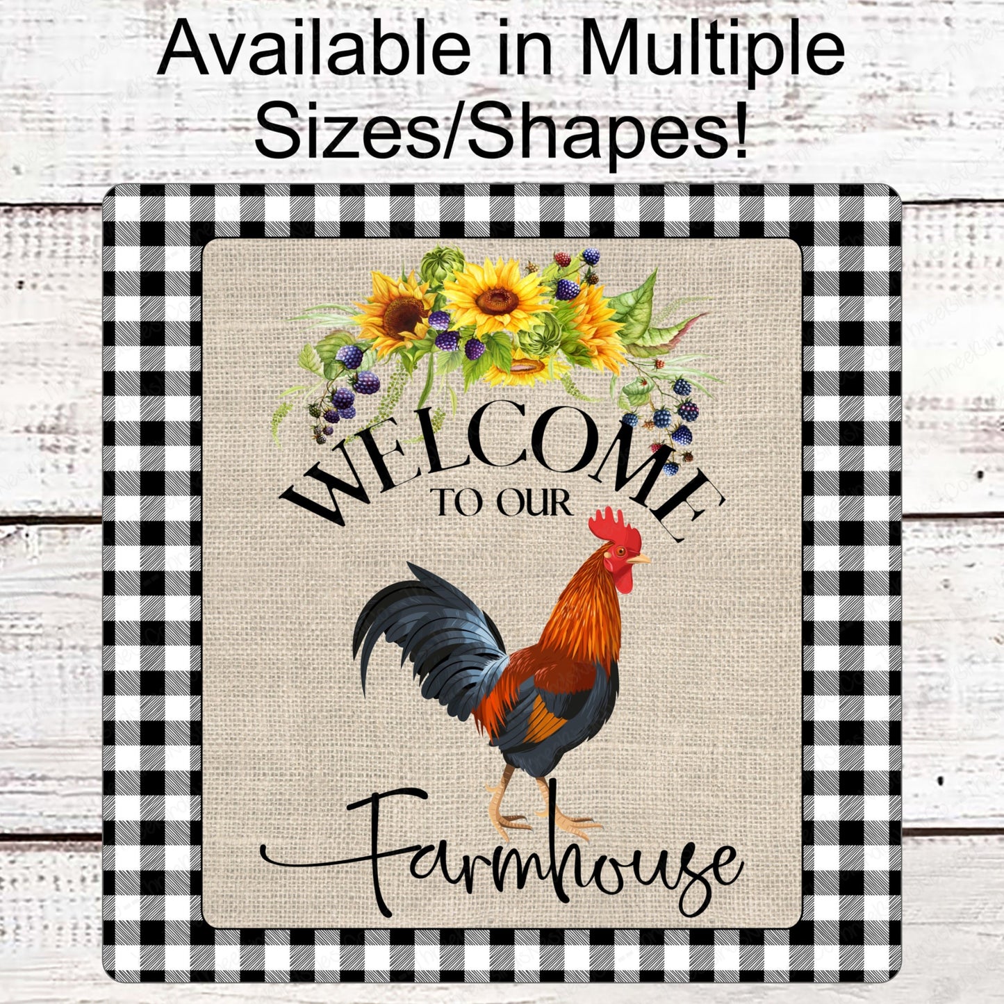Welcome to Our Farmhouse Sign - Red Rooster Sign - Farm Life Sign - Sunflower Sign - Farm Animals Sign - Farm Wreaths Signs