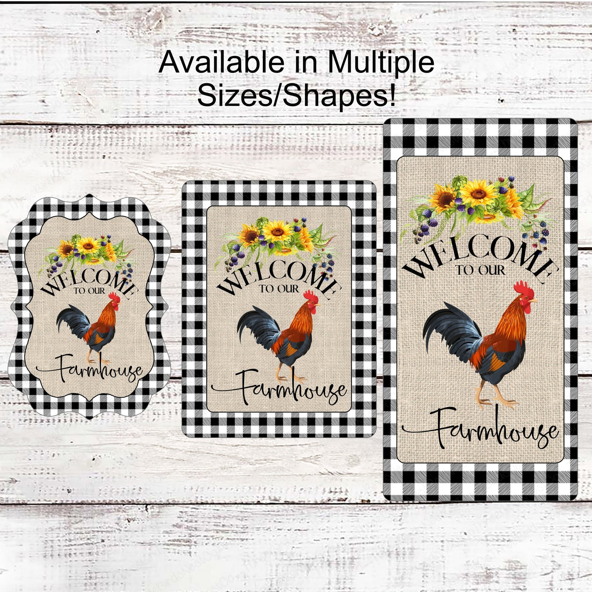 Welcome to Our Farmhouse Sign - Red Rooster Sign - Farm Life Sign - Sunflower Sign - Farm Animals Sign - Farm Wreaths Signs