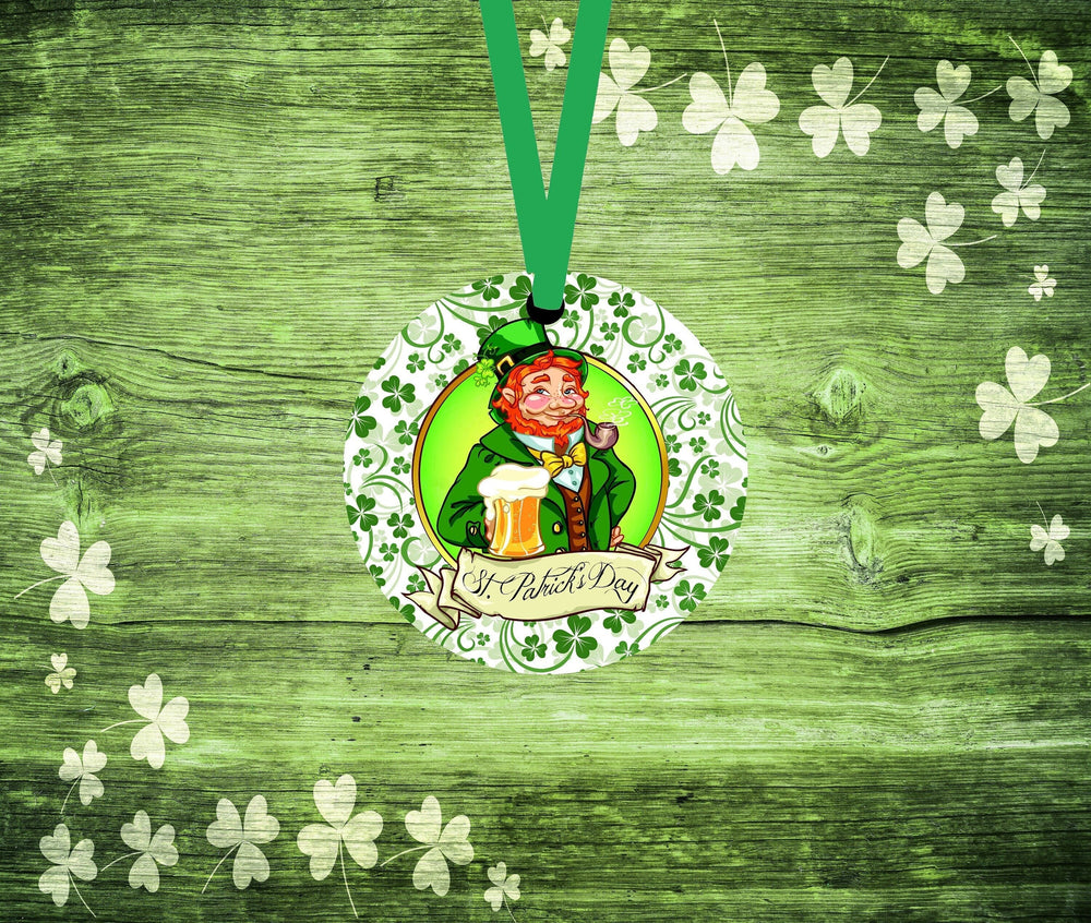 St Patricks Day Ornament - Leprechaun Ornament - Shamrock Ornament - Spring Ornament - Double Sided Ornament - Metal Ornament - ORN120