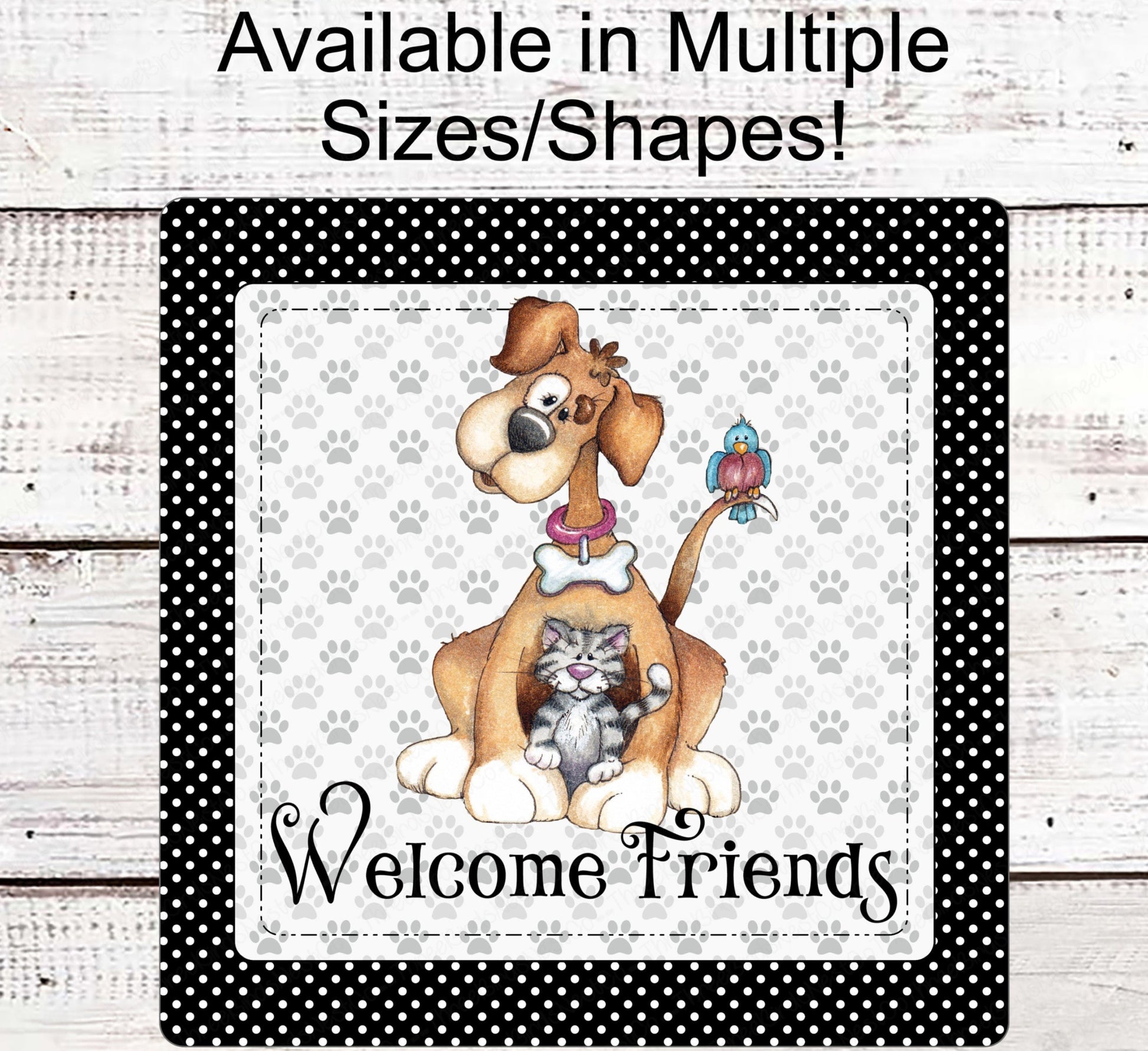 Dog Wreath Signs - Cat Wreath Sign - Pet Wreath Sign - Bird Sign - Welcome Friends Wreath Sign - Wreath Centers - Wreath Supplies