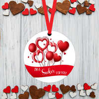 Valentines Day Ornament - Sucker for You - Valentines Day Candy - Spring Ornament - Double Sided Ornament - Metal Ornament - ORN124