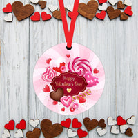 Valentines Day Ornament - Valentines Candy - Spring Ornament - Double Sided Ornament - Metal Ornament - ORN126