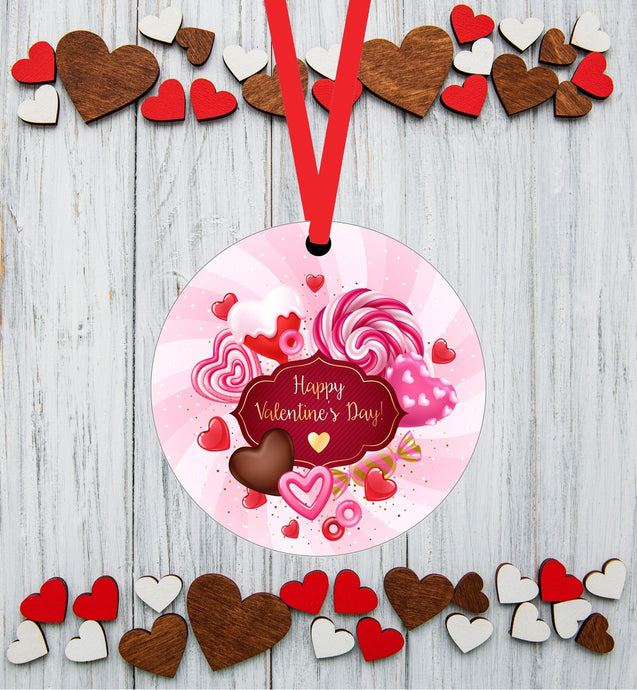 Valentines Day Ornament - Valentines Candy - Spring Ornament - Double Sided Ornament - Metal Ornament - ORN126