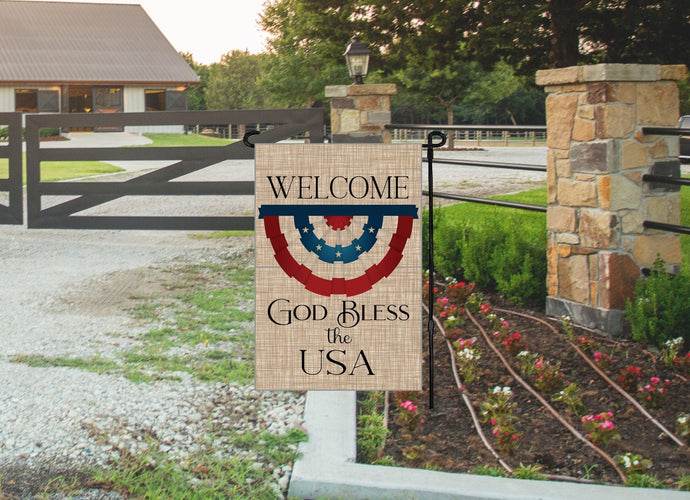 Patriotic Garden Flag - God Bless the USA - Patriotic Bunting - Custom Garden Flag - Yard Flag - Double Sided Garden Flag