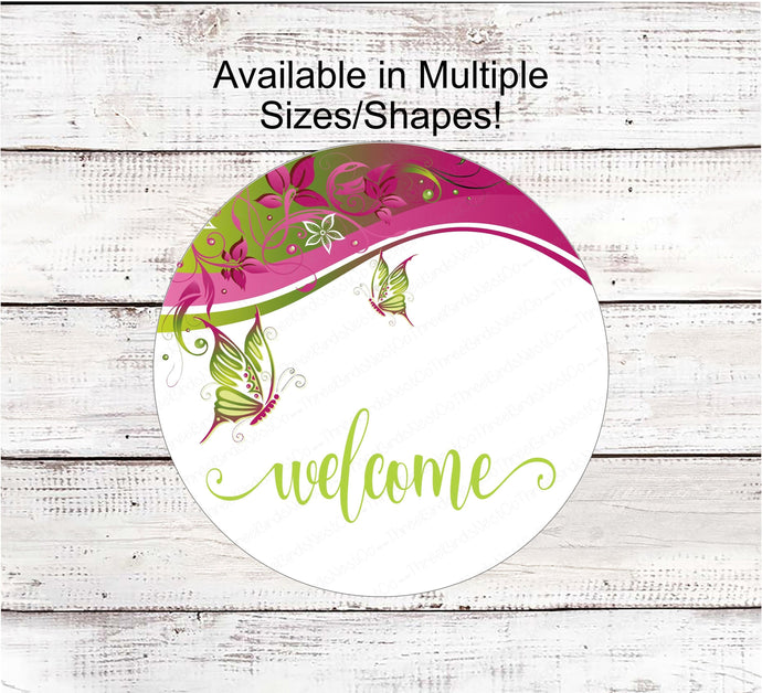 Welcome Wreath Sign - Butterfly Sign - Butterfly Welcome Sign - Floral Butterfly - Spring Wreath Signs - Summer Wreath Signs - Everyday Sign