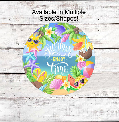 Summer Wreath Sign - Tropical Wreath Sign - Beach Wreath Sign - Welcome Wreath Sign - Flip Flops Sign - Beach Welcome Sign