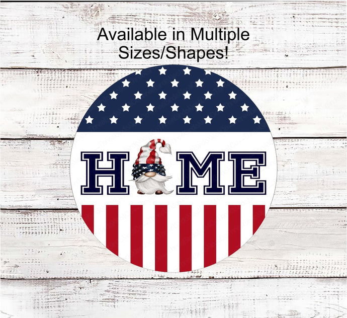 Patriotic Wreath Sign - Gnome Wreath Sign - Home Wreath Sign - 4th of July Signs - Stars and Stripes - Wreath Supplies - Three Birds Nest Co