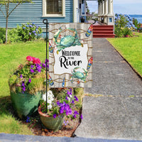 Welcome to the River - Welcome to the Beach - Blue Crab - Nautical Decor - Custom Garden Flag - Yard Flag - Double Sided Garden Flag