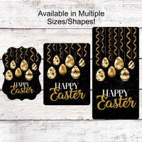 Easter Wreath Signs - Easter Eggs Sign - Happy Easter Sign - Black Easter Sign - Black and Gold