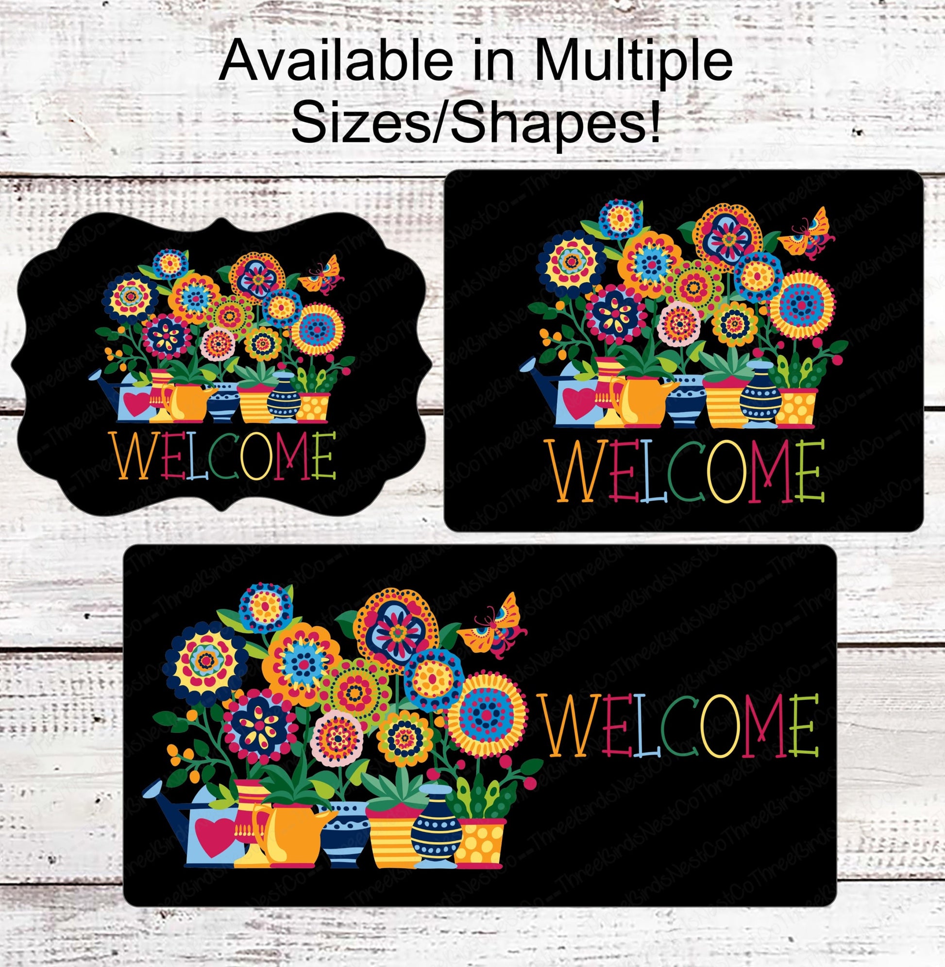 Welcome Wreath Sign - Spring Wreath Signs - Whimsical Wreath Signs - Bright Flowers - Floral Wreath Sign - Metal Wreath Sign
