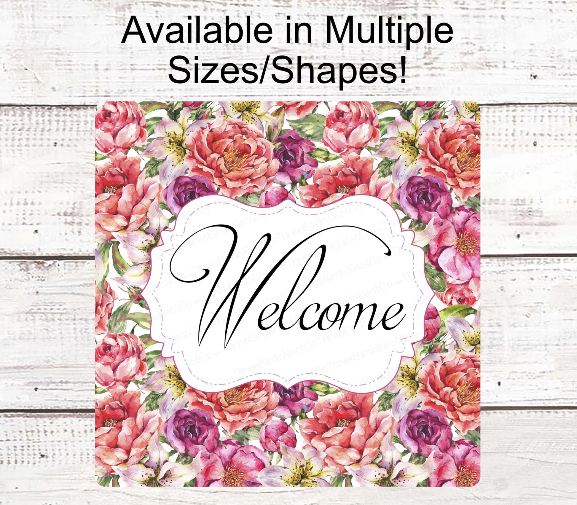 Floral Wreath Sign - Roses and Peonies Sign - Spring Wreath Signs - Welcome Sign - Floral Welcome Wreath Sign - Everyday Signs