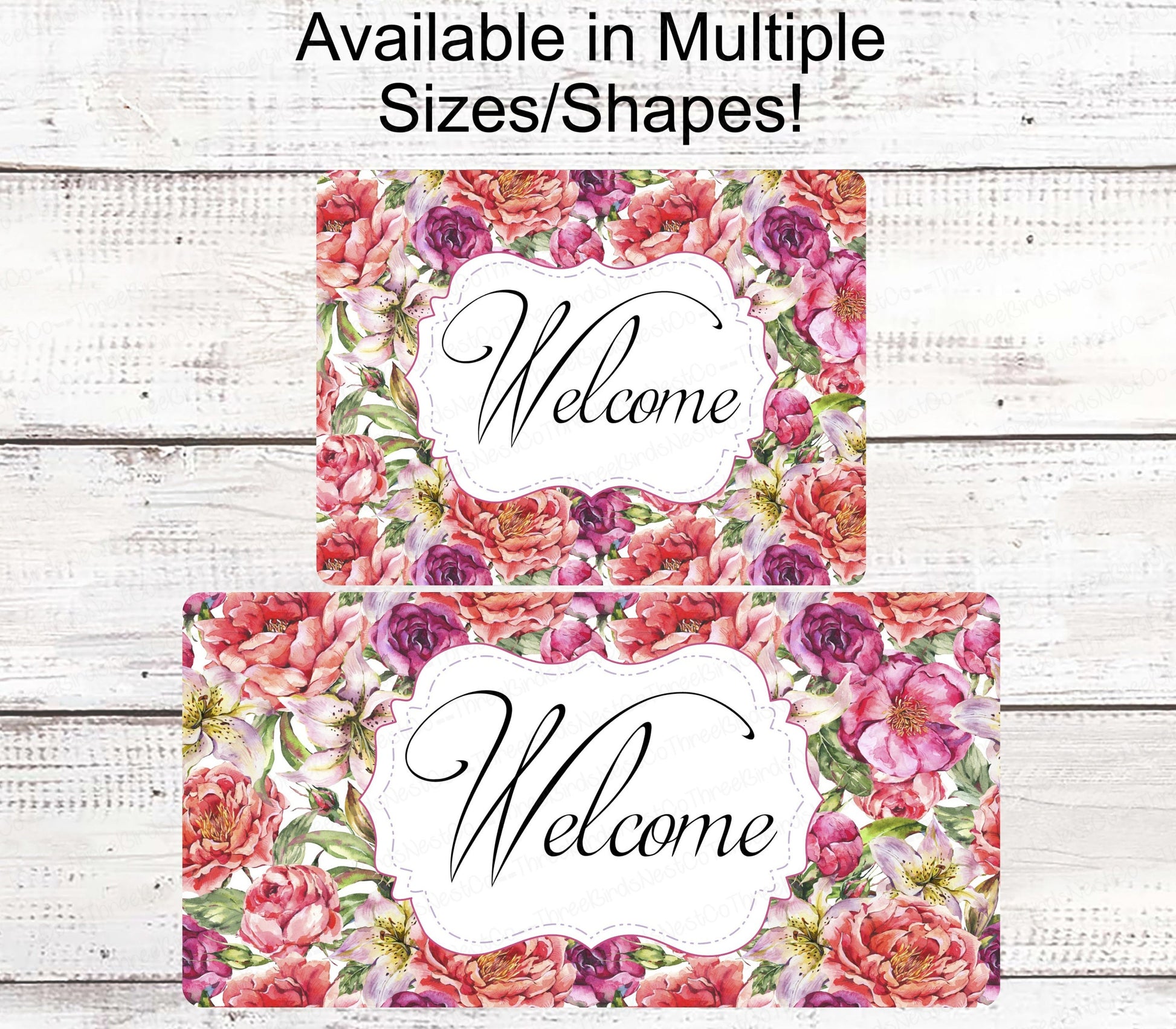 Floral Wreath Sign - Roses and Peonies Sign - Spring Wreath Signs - Welcome Sign - Floral Welcome Wreath Sign - Everyday Signs