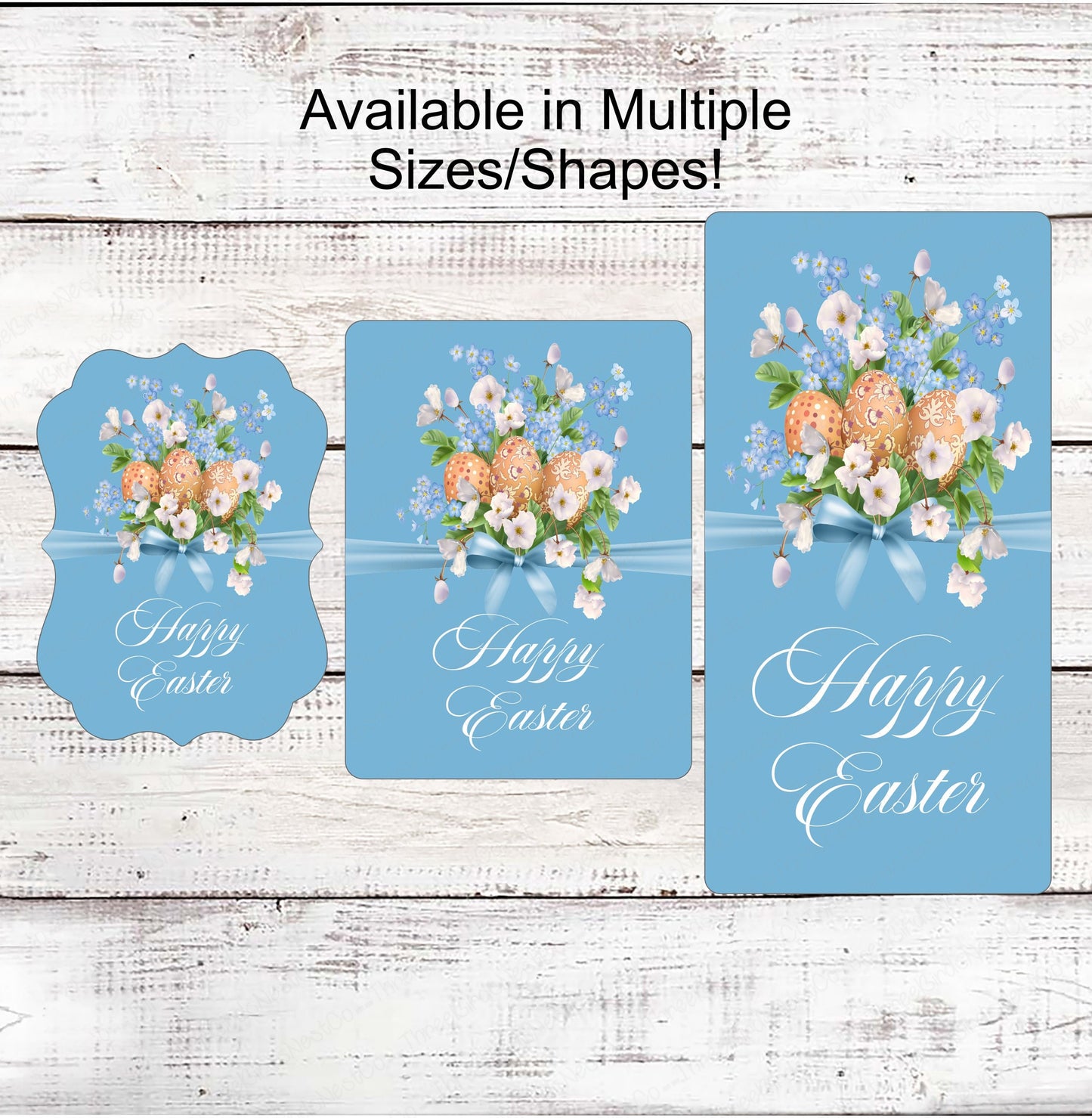 Happy Easter Sign - Welcome Wreath Sign - Easter Eggs Sign - Floral Wreath Sign