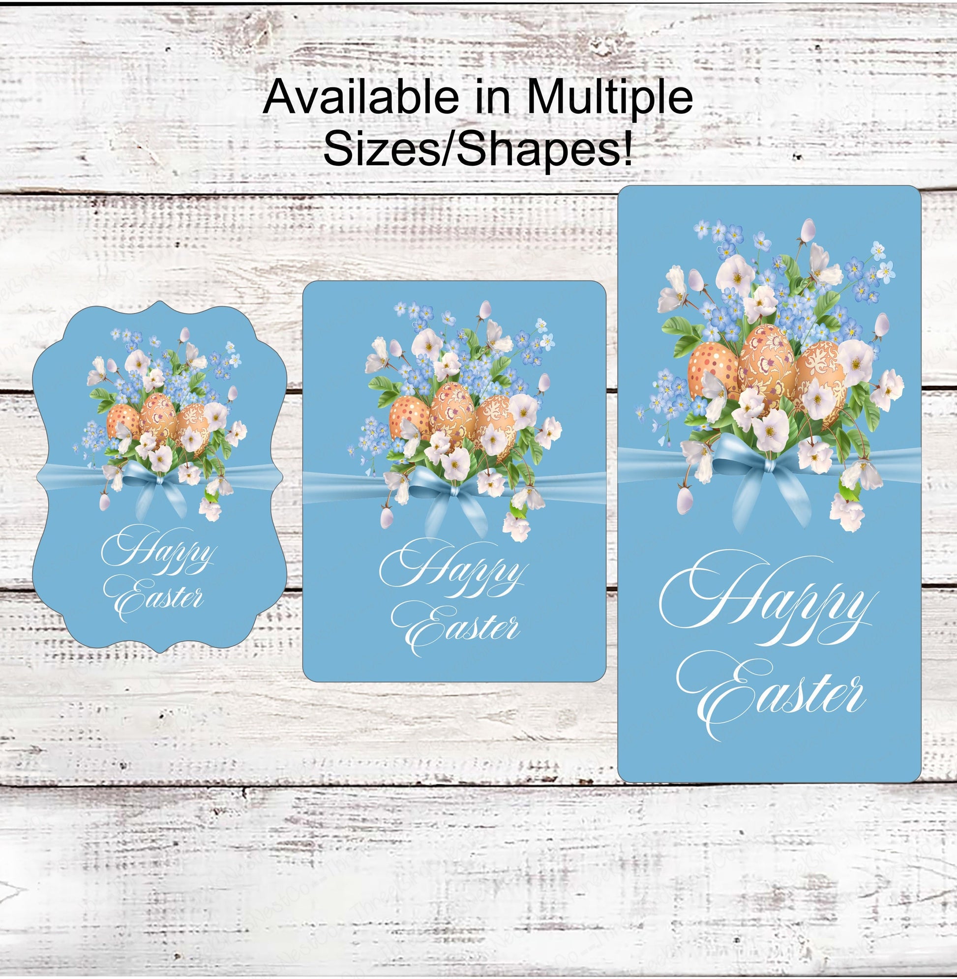 Happy Easter Sign - Welcome Wreath Sign - Easter Eggs Sign - Floral Wreath Sign