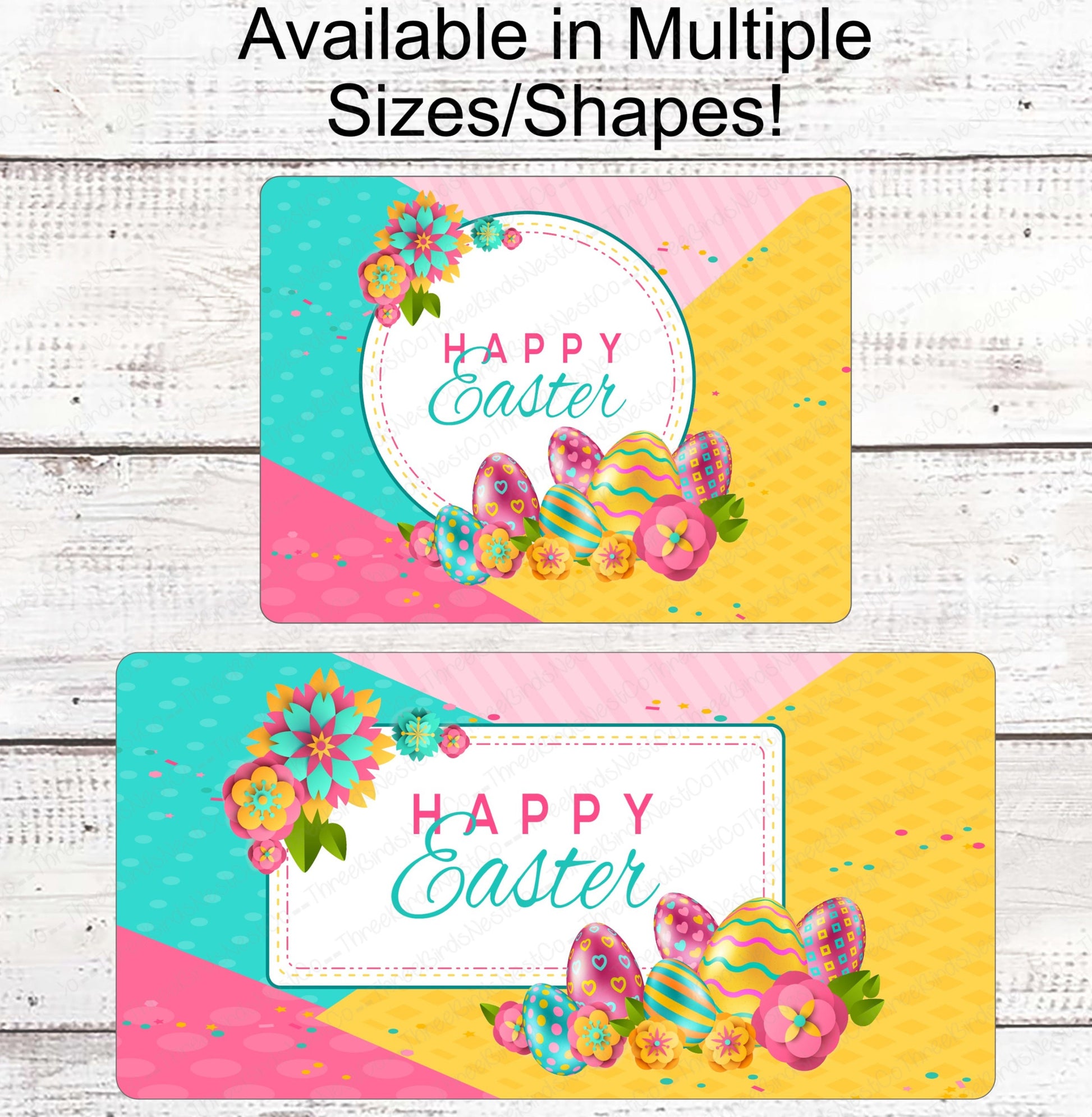 Happy Easter Sign - Welcome Wreath Sign - Easter Eggs Sign - Floral Wreath Sign