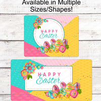 Happy Easter Sign - Welcome Wreath Sign - Easter Eggs Sign - Floral Wreath Sign