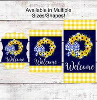 
              Sunflowers Welcome Sign - Welcome Wreath Sign - Buffalo Plaid Sign - Floral Wreath Sign - Wreath Centers - Metal Wreath Sign
            