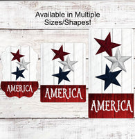 
              Patriotic Wreath Sign - Welcome Wreath Sign - America Wreath Sign -Patriotic Star - Buffalo Plaid Sign - 4th of July Signs
            